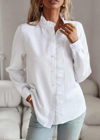 XAVERIA - RÜSCHENBLUSE MIT LANGEN ÄRMELN – Weiß