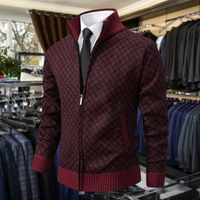 Maximilian | Premium-Strickjacke mit Reißverschluss – Rot