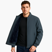 Herren Bomberjacke mit Reißverschluss und Fleece Futter – Schwarz