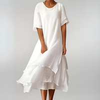 Agnès | Leichte und elegante Baumwolllange Robe – Weiß