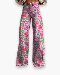 Damen Elegante Stoffhose | Vielseitig und Bequem – Rosa Blume