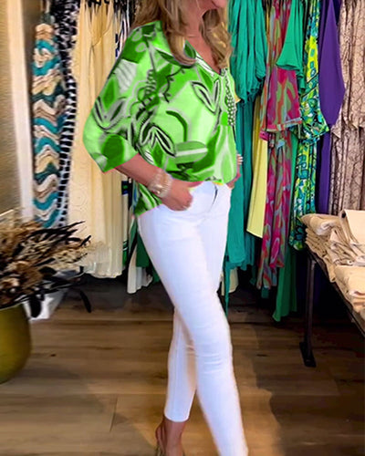 Heidi-Mode | Bunte Langärmlige Bluse mit Print