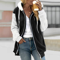 Chloe - Komfortable Damenjacke mit Kapuze – Schwarz / Weiß