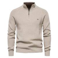 Gianni - Stilvoller Zip-Up Pullover – Khaki