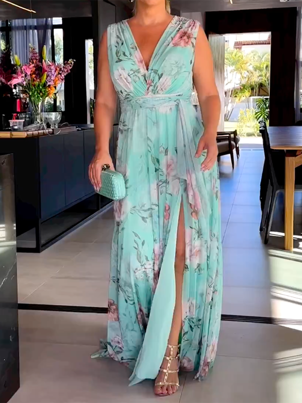 Benthe | Komplett V-Ausschnitt Kleid mit Seitenschlitz