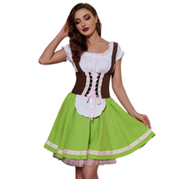 Damen Tracht Deutsch Oktoberfest Dirndl Kleid – Grün / Braun