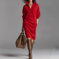 Camryn - Elegantes Langarmkleid – Rot
