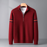 Lukas | Herren Pullover modern mit Halbreißverschluss – Kastanie