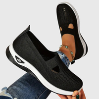 Frieda | Damen Strick Sneaker Slip-On Atmungsaktiv Leicht Komfort Alltag – Schwarz