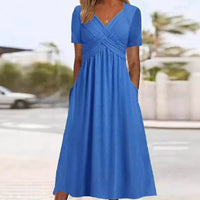 Hainah | V-Ausschnitt Schmeichelndes Kleid – Blau