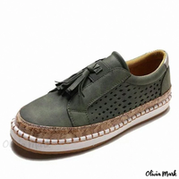 Loafers mit Quasten : stilvolle lässige Slip-ons mit niedrigem Absatz – Grüne Farbe
