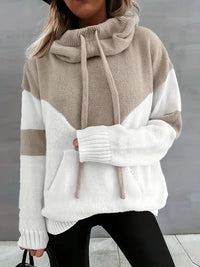 MARLENE - STRICKPULLOVER MIT VERSTELLBARER KAPUZE – Khaki