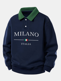 Gideon – Milano Drucken Kontrast Polo-Sweatshirt – Marine