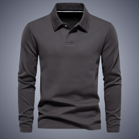 Klassisches langärmeliges Poloshirt für Männer – Dunkelgrau