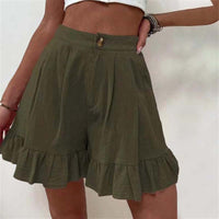 Kylie Bermudas Damen | Sommerliche elegante lässige einfarbige Shorts – Oliv