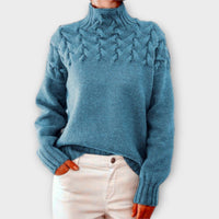 Julia | Zopfstrickpullover Damen elegant & bequem – Hellblau