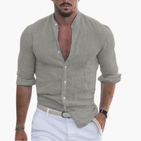 Sommerhemd für Herren - Leicht, Luftig & Stehkragen Casual – Grau