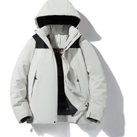 Skijacke mit Kapuze und Taschen | Winterjacke – Weiß