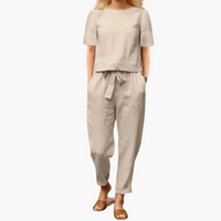 Luftiges Sommer Set für Frauen – bequem und stylish – Beige