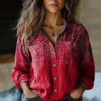 Maya | Fließende Boho Hemdbluse – Rot