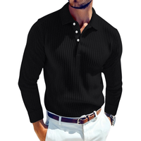 Daniel | Retro-Polo Herren stilvoll gestrickt mit Rippstruktur – Schwarz