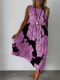 HERTHA | Wanda Bedrucktes Armelloses Kleid – Rosa