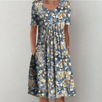 Adèle™ | Bauchbedeckendes Kleid – Hellblaue Blumen