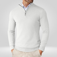 Herren Pullover | Reißverschlusskragen schmale Linienführung – Weiß