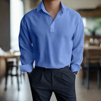 Tristan | Langarm-Polo für Herren – Blau
