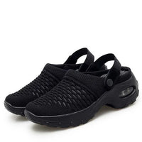 Henrike - Damen Slip-On Sneaker mit Mesh und Riemen – Schwarz