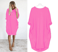 Eivy - Lässiges langes lockeres Kleid – Rosa