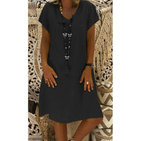 KATHLEEN - LOCKERES UND FRISCHES LEINENKLEID – Schwarz