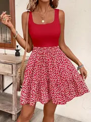 Rosie | Ärmelloses Sommerkleid mit Blumenmuster für Frauen – Rot
