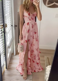 Esmee - Langes Blumenkleid – Rosa
