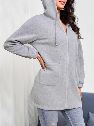 Leyora | Einfarbiger Kapuzenpullover mit Kordelzug und Taschen
