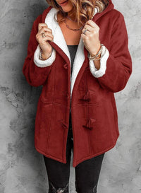 Damen Fleece Jacke mit Kapuze | Winter – Rot