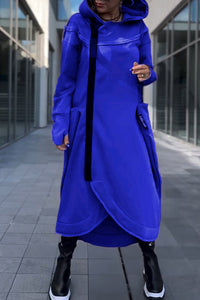 Veyra™ -  Strickjacke mit Kapuze und Seitlichem Reißverschluss – Blau