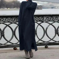 Wafa - Elegantes und bequemes langes Kleid – Blau