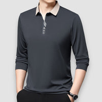 Enzo | Long Sleeve Business Polo Shirt – Grau