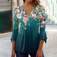 Devika - Bluse mit Floralprint – Grün
