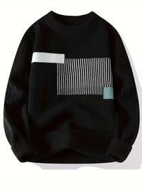 Arlen – Eleganter Langarm Pullover Mit Geometrischem Muster – Schwarz