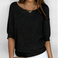 Leonie - Moderner Pullover mit Rundhalsausschnitt – Schwarz