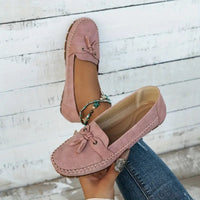 Heidi-Mode | Klassische Wildleder-Loafer mit Quastendetail für Damen – Rosa
