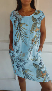 Lorraine | Midi Sommerkleid für Frauen - Blumenmuster – Hellblau