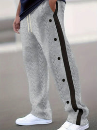 Jonass – Gestrickte Hose Mit Weitem Bein Und Seitlichen Knöpfen – Grau