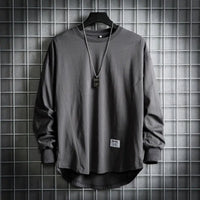 Leon | Herren Oversized Longsleeve Rundhals Langarm Basic – Grau