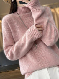 UTE - STRICKPULLOVER MIT HOHEM KRAGEN – Rosa