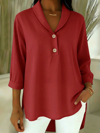 Sofie | Modische Bluse Damen V-Ausschnitt hochwertig – Rot