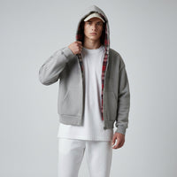 Oversized 2-in-1 Wende-Hoodie mit Karoseite – Rot