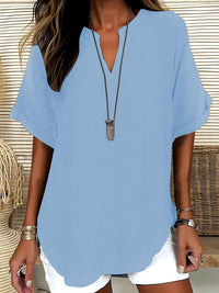 Xalina - Bluse mit weicher Haptik und Ausschnitt-Detail – Hellwäsche